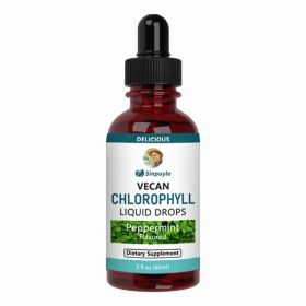 Vegan Chlorophyll Liquid Drops, Peppermint Flavored, Supports Detox And Fresh Breath, 60ml