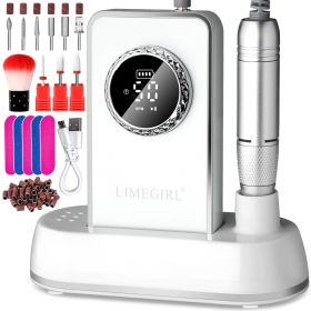50000RPM Professional Electric Nail File Kit - Rechargeable Cordless Nail Drill For Acrylics Gel Nails, Portable E File Machine With 6 Bits For Home S (Option: 838-White)