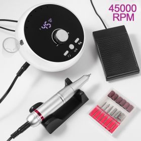 45000RPM Professional Electric Nail Drill Manicure Machine Low Noise Nails Sander Set Portable Nail Drill Tools, Used For Sanding And Polishing, Suita (Option: White)