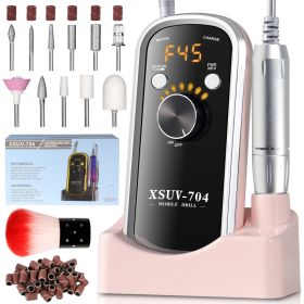 Professional Rechargeable Electric Nail Drill 40000 RPM, Portable Nail File With Storage Stand For Acrylic Gel Polishing Removing - Easy To Use For Wo (Option: Pink)