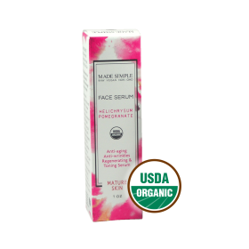 FACE SERUM for Mature Skin - Organic Vegan Helichrysum Pomegranate (Lid: Pump)