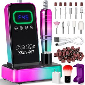 Cordless Nail Drill 45000 RPM, Rechargeable Electric Nail File Kit For Acrylic Gel Polishing Removing, Nail Drill Kit With Bits & Base, Portable Nail (Option: Green)