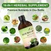 Soursop Liquid contains black seeds, moringa, and turmeric, and is beneficial for digestion and gut health, as well as providing antioxidants