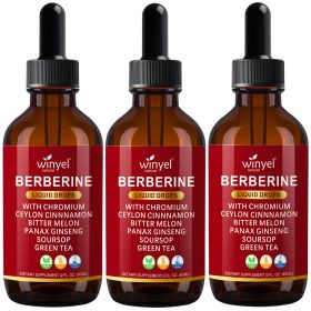 WINYEL Organic Ceylon Cinnamon Berberine Liquid Drops Supplement with Bitter Melon Extract, Glucomannan, Gymnema, Chromium, Turmeric (QTY: 3 PCS)