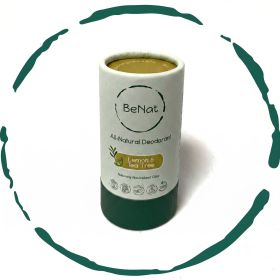 BeNat All Natural Plastic-Free Deodorant 3oz - Aluminum-Free Eco-Friendly Stick for Men & Women (OPTIONS: Lemon & Tea Tree)