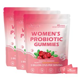 WINYEL Cranberry Probiotic Gummies | Targets body odor, women's health, and pH balance | Vegan (60 gummies per pack) (QTY: 3 PCS)