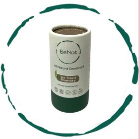 BeNat All Natural Plastic-Free Deodorant 3oz - Aluminum-Free Eco-Friendly Stick for Men & Women (OPTIONS: Tea Tree & Rosemary)