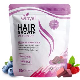 WINYEL Hair Growth Soft Chewables, containing hair growth vitamins for men and women, biotin, to help create thicker, fuller, and stronger hair (QTY: 1 PCS)