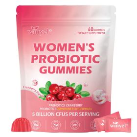 WINYEL Cranberry Probiotic Gummies | Targets body odor, women's health, and pH balance | Vegan (60 gummies per pack) (QTY: 1 PCS)
